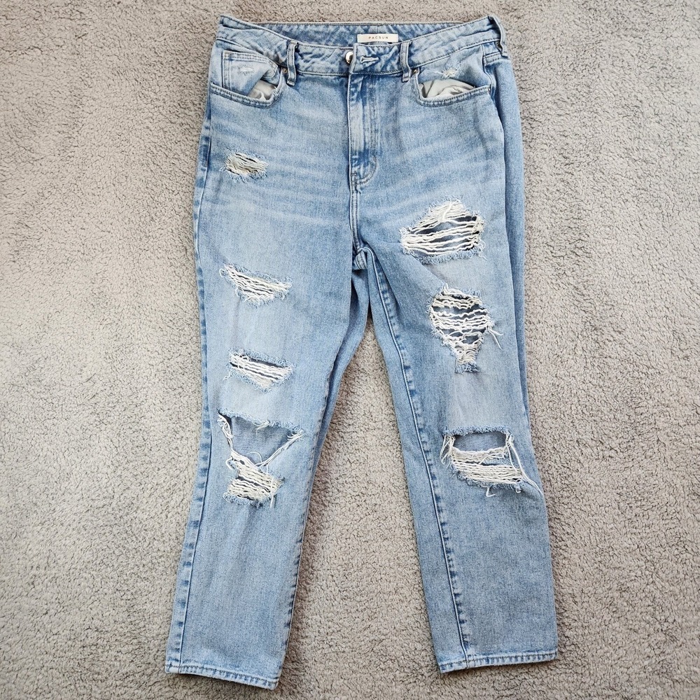 PacSun Mom Jeans Women's 30 (Fits 32x26) Light Blue Denim Distressed Streetwear